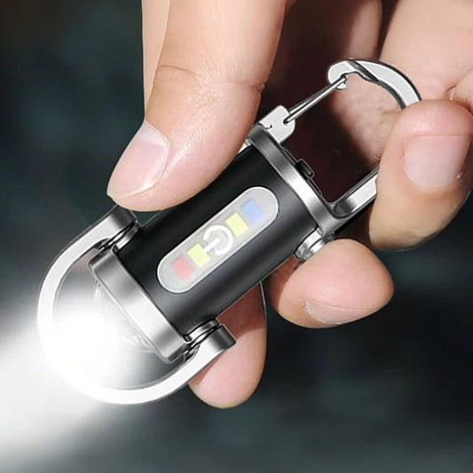 7-Mode USB Rechargeable Keychain Flashlight | 300 Lumens LED | IP65 Waterproof | Portable EDC Torch