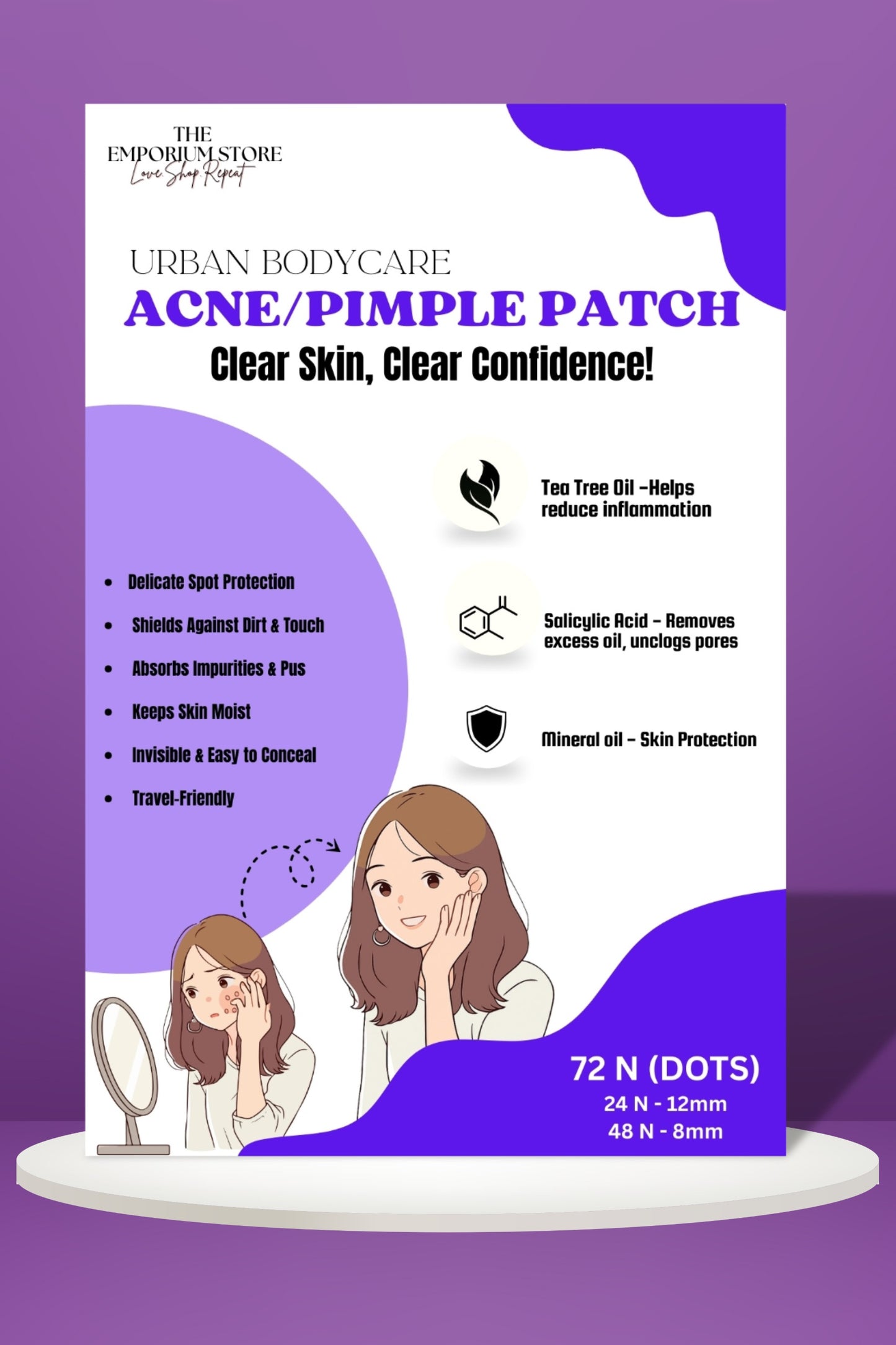 Urban Bodycare Hydrocolloid Acne Pimple Patch 72 dots