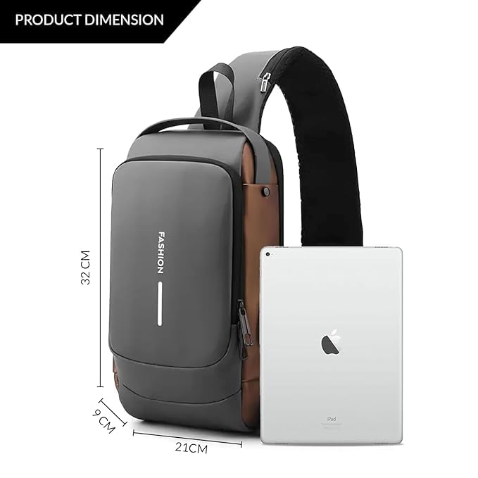 Waterproof Anti-Theft Sling Bag with USB Charging Port