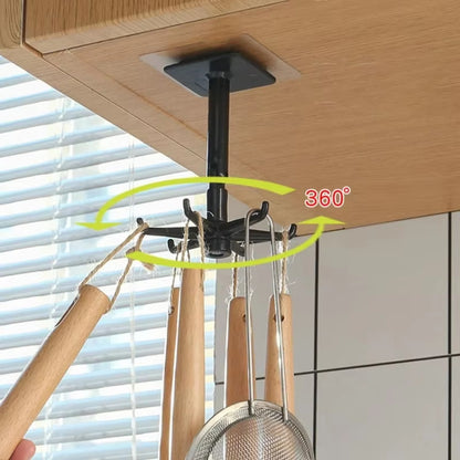 Self-Adhesive Rotatable Hook Rack for Kitchen tools