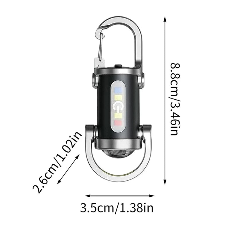 7-Mode USB Rechargeable Keychain Flashlight | 300 Lumens LED | IP65 Waterproof | Portable EDC Torch