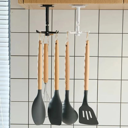 Self-Adhesive Rotatable Hook Rack for Kitchen tools