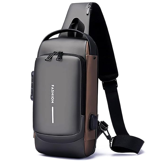 Waterproof Anti-Theft Sling Bag with USB Charging Port