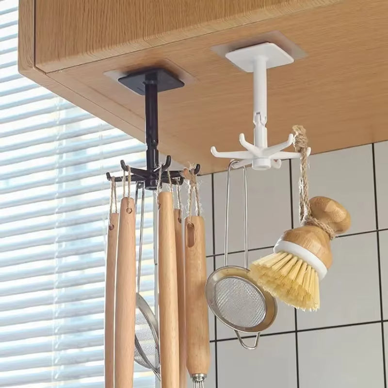Self-Adhesive Rotatable Hook Rack for Kitchen tools
