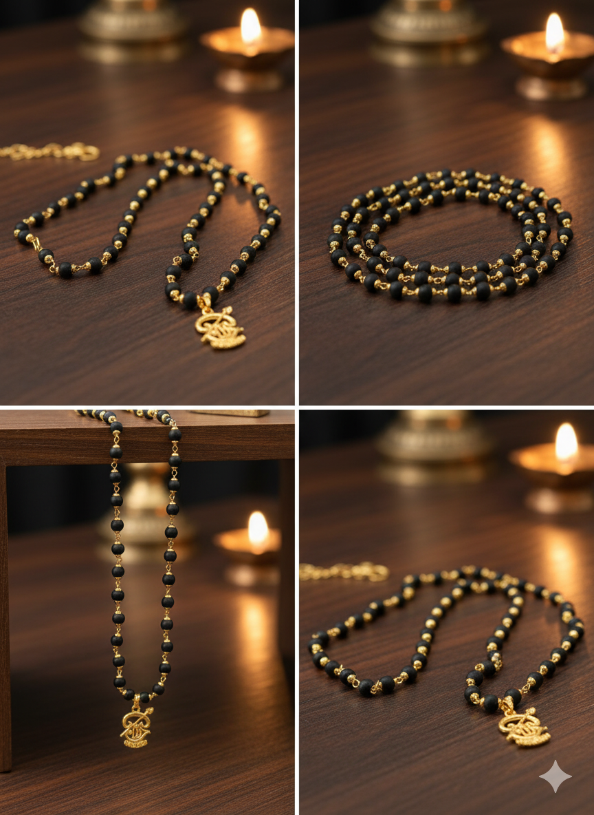 8mm Black Karungalai Mala for Men & Women