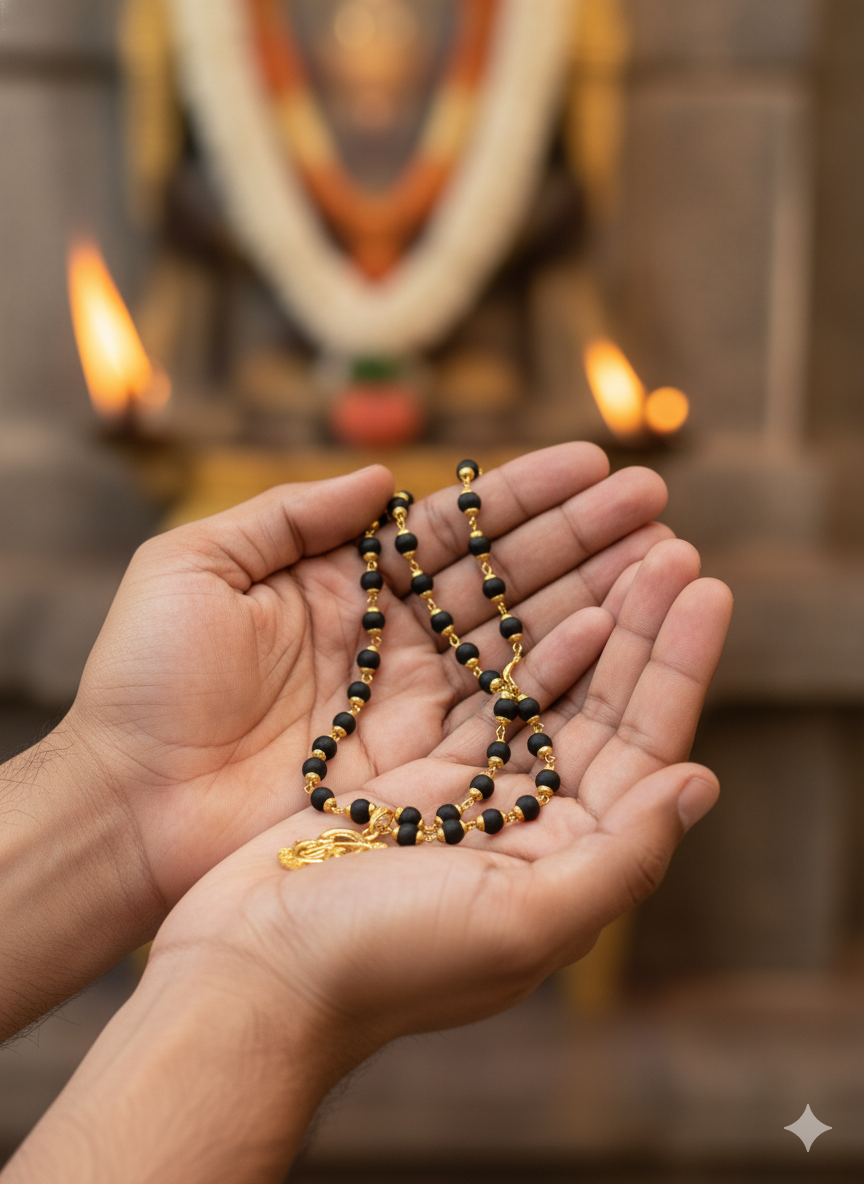 8mm Black Karungalai Mala for Men & Women