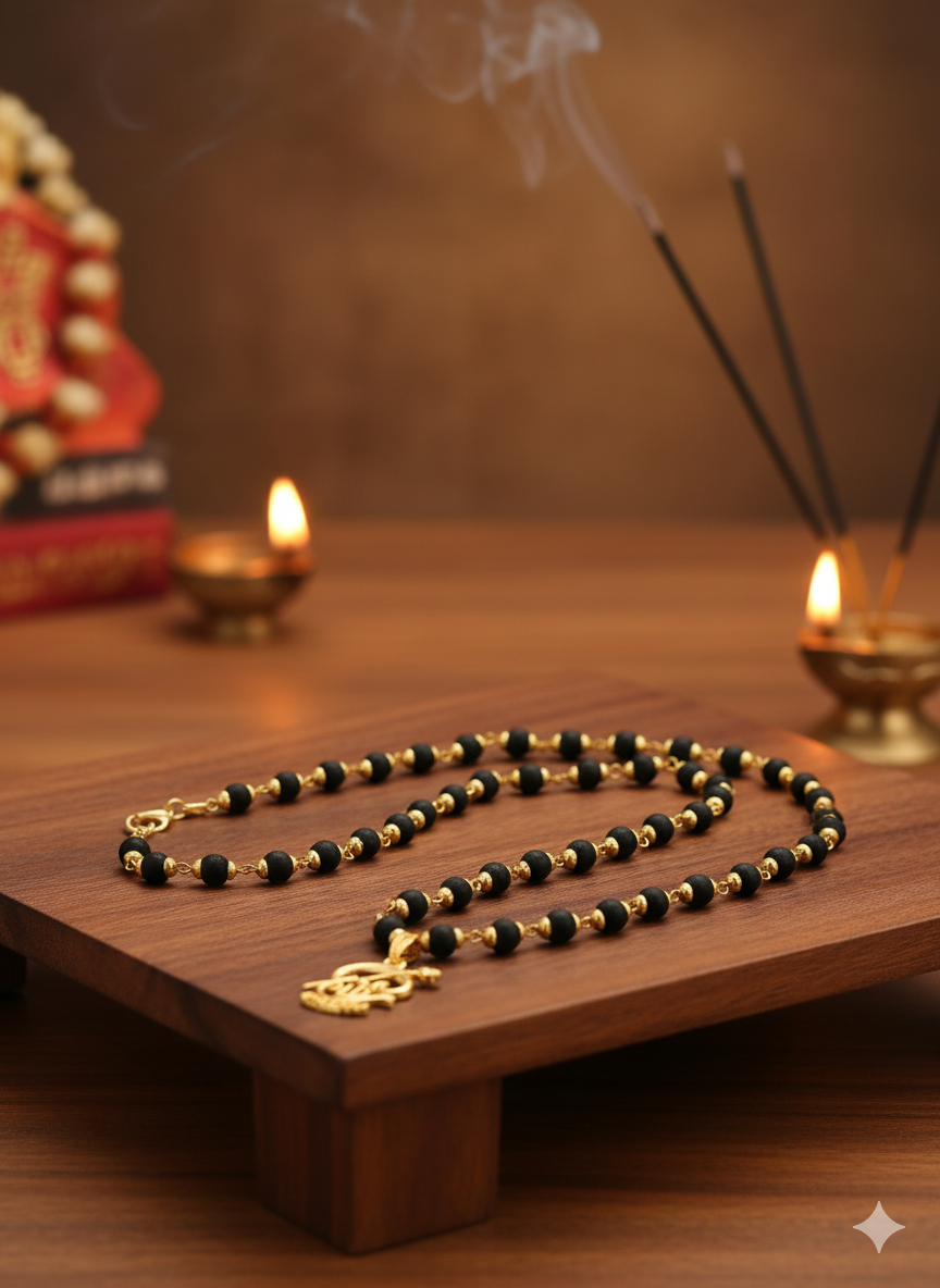 8mm Black Karungalai Mala for Men & Women
