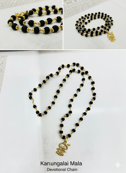 8mm Black Karungalai Mala for Men & Women