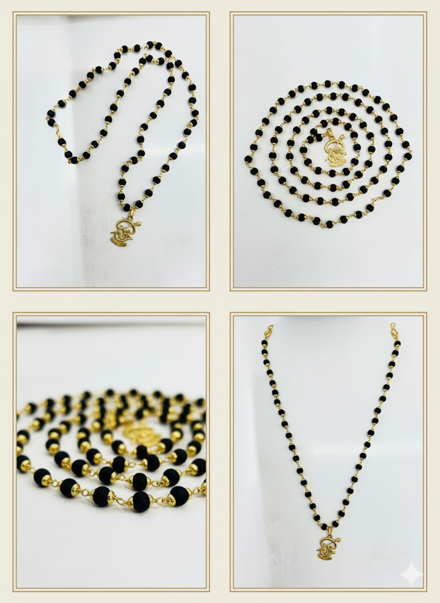 8mm Black Karungalai Mala for Men & Women